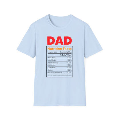 Super Comfortable Dad Nutrition Facts T-Shirt design