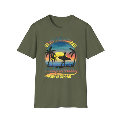 Enjoy The Summer California Super Surfer T-Shirt design